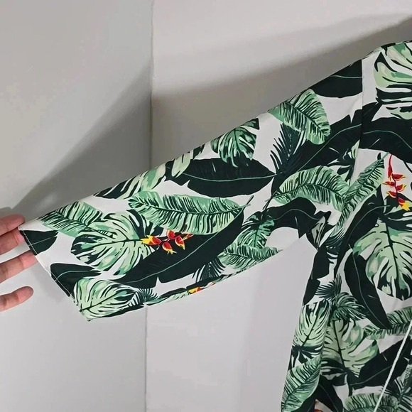 {Rachel Zoe} Curated Monstera Tassel Tie Tropical Long Cover Up Duster - Picture 10 of 16